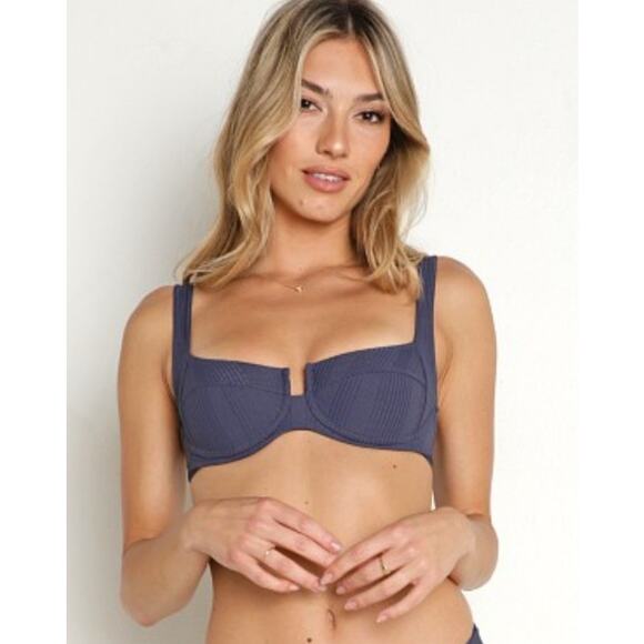 L*Space Camellia Bikini Top in Slate Blue/Gray Size Small NWT Underwire - Picture 1 of 7
